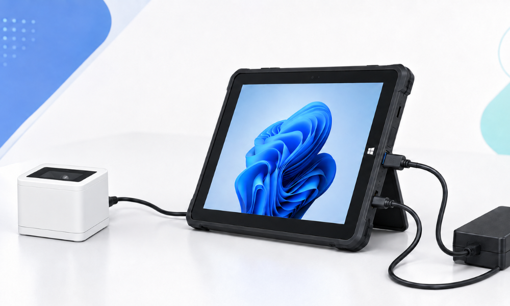 バーコードリーダはPCやタブレットと接続します